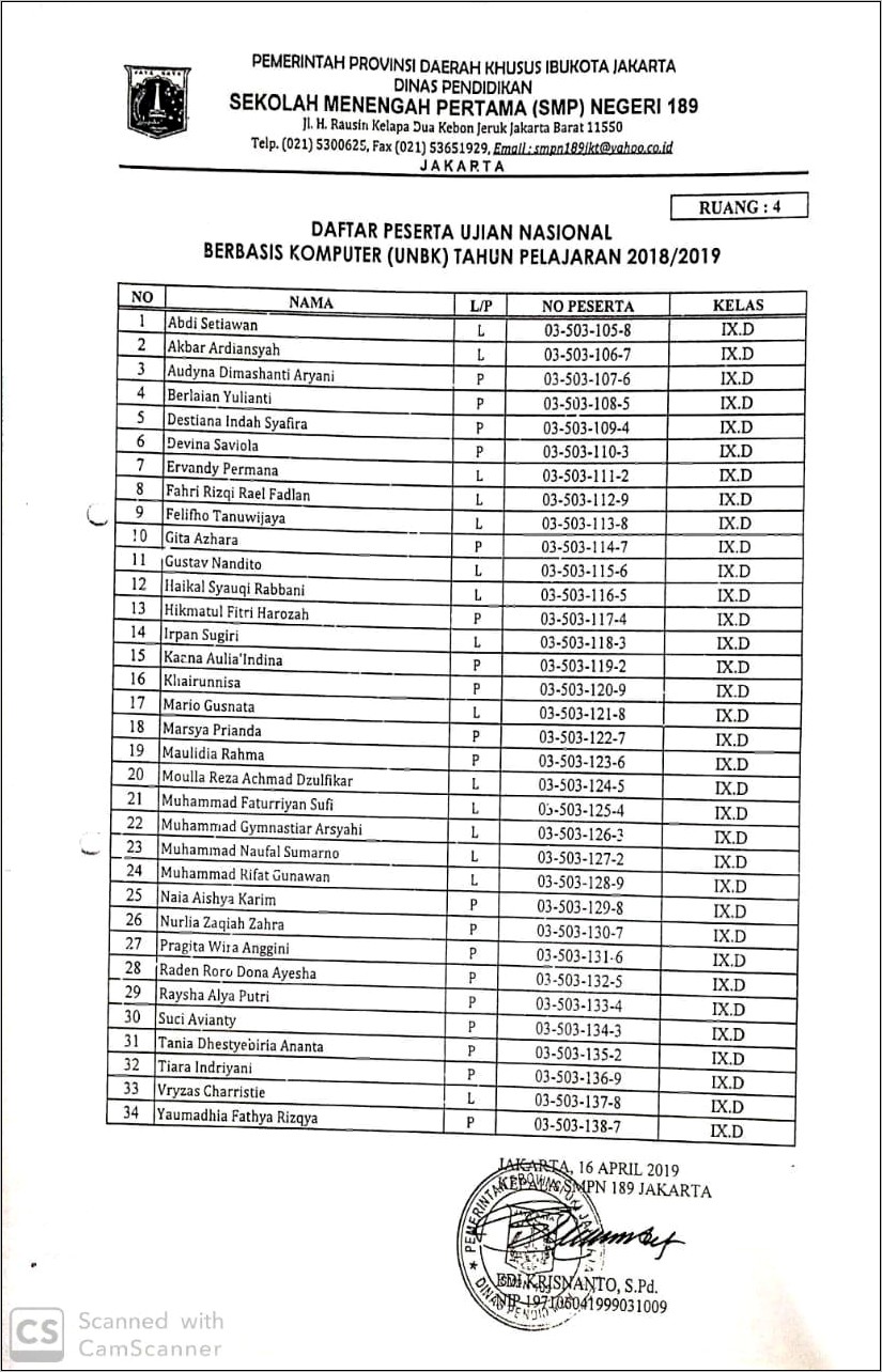 Contoh Surat Keterangan Izin Lomba Smpn 69 Jakarta