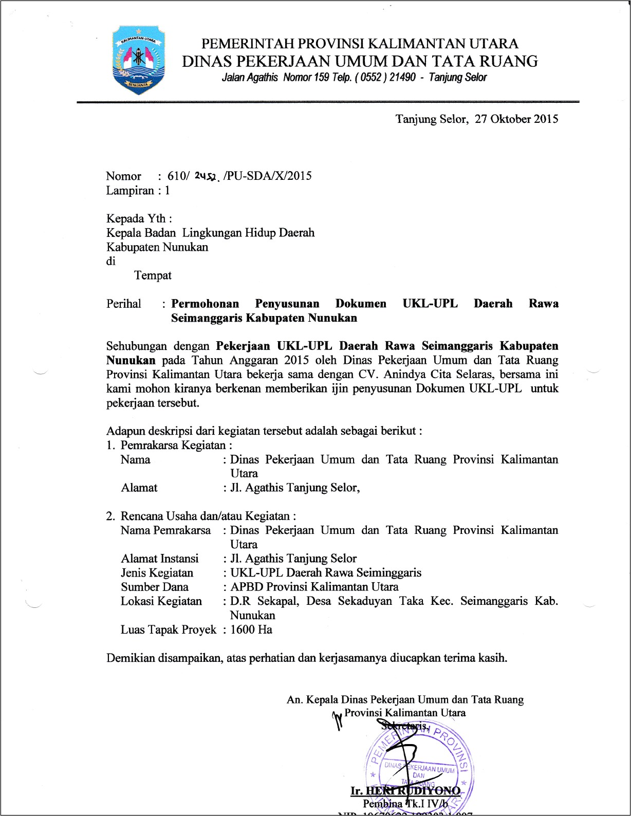 Contoh Surat Keterangan Kantor Pu Provinsi Kalimantan Tengah