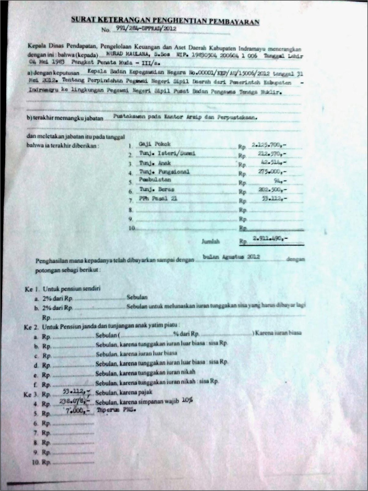 Contoh Surat Keterangan Karyawan Untuk Banding Ke Btn