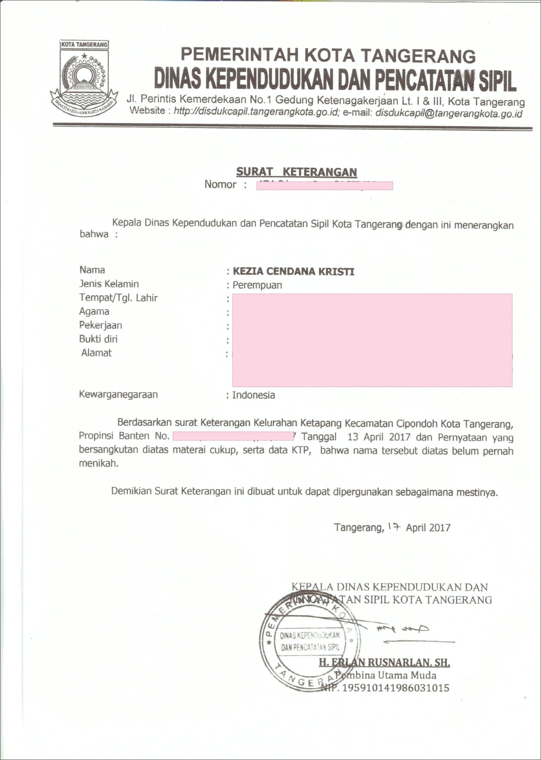 Contoh Surat Keterangan Kelurahan Surabaya Tahun Jadul