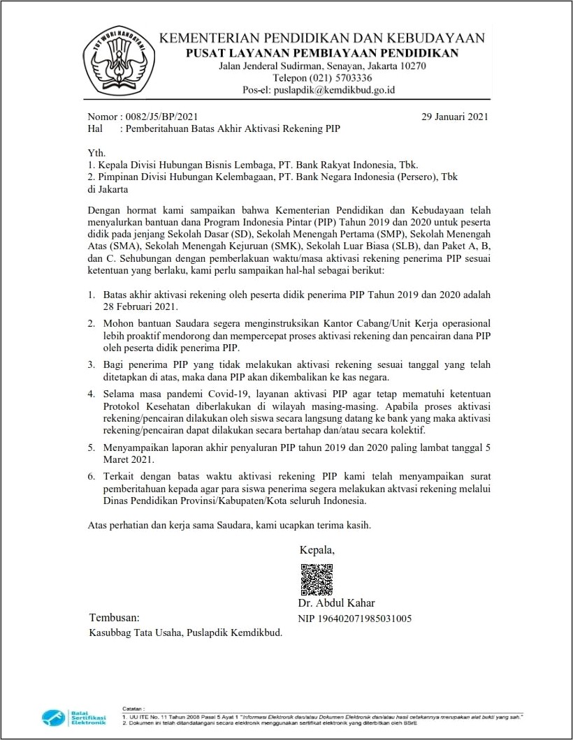 Contoh Surat Keterangan Kepala Sekolah Untuk Pengambilan Pip