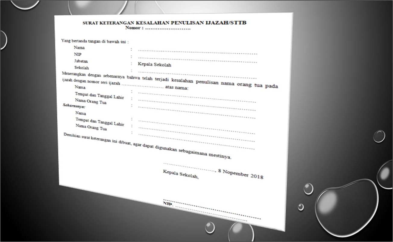 Contoh Surat Keterangan Kesalahan Ijazah Semarang Provinsi
