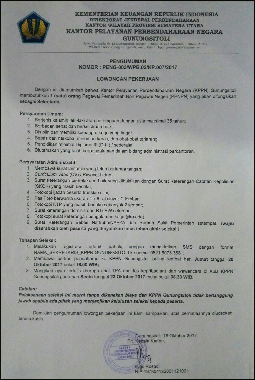 Contoh Surat Keterangan Kesekretariatan