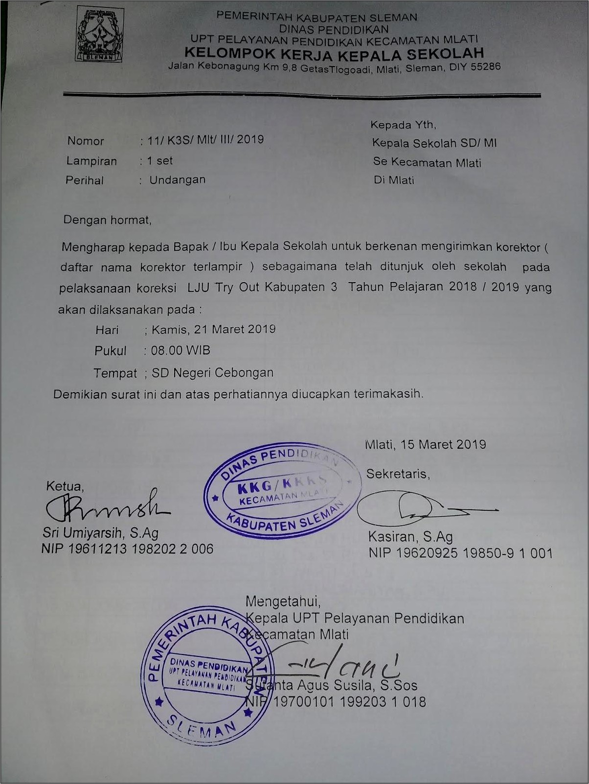 Contoh Surat Keterangan Kkg