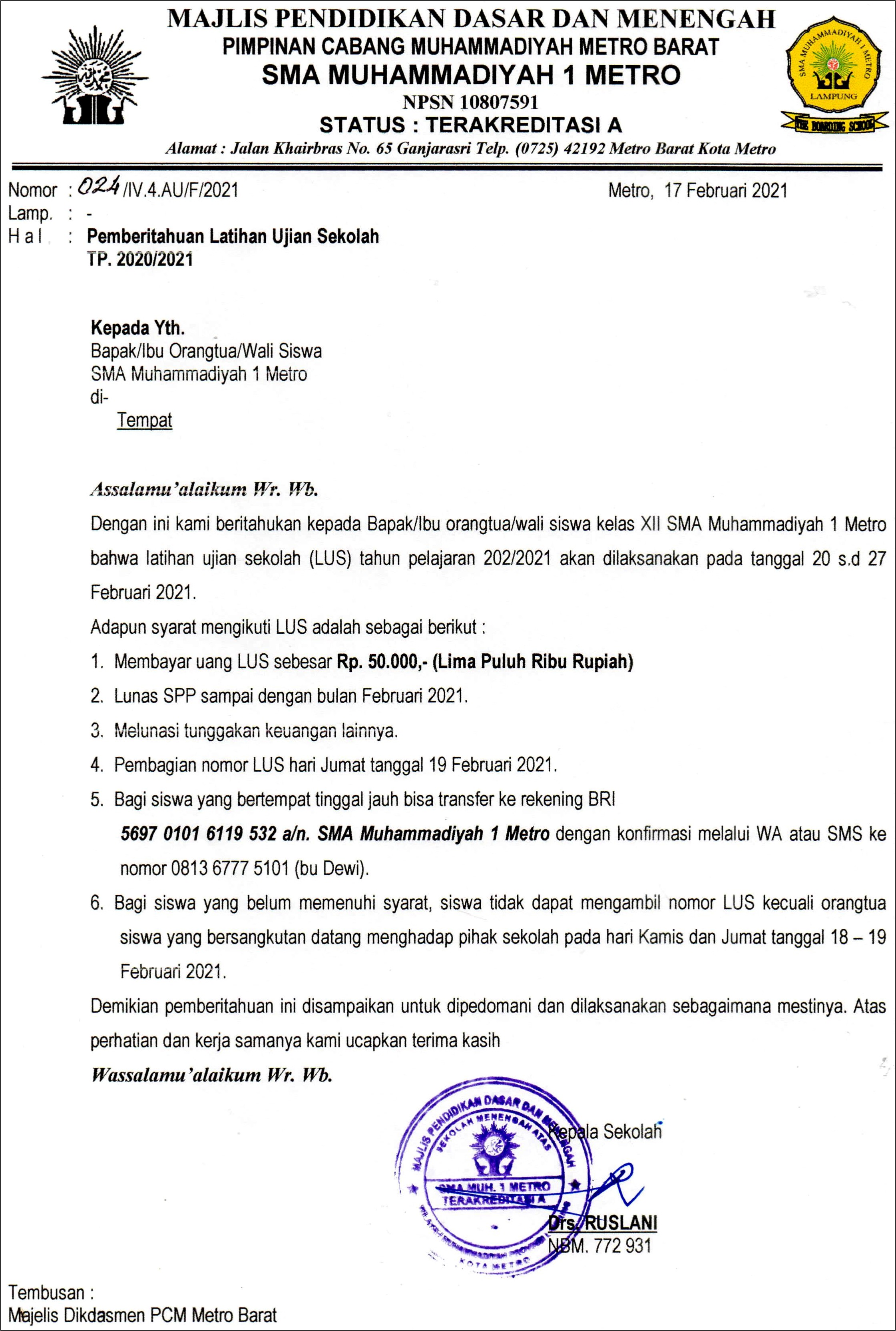 Contoh Surat Keterangan Lulus Madrasah Aliyah 2018