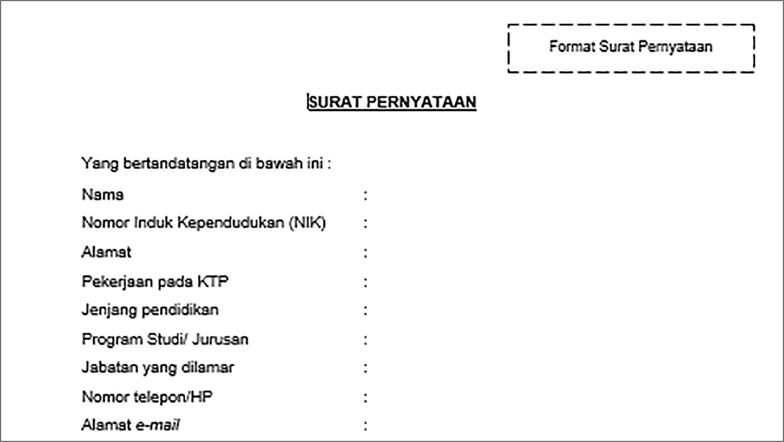 Contoh Surat Keterangan Meletakan Barang