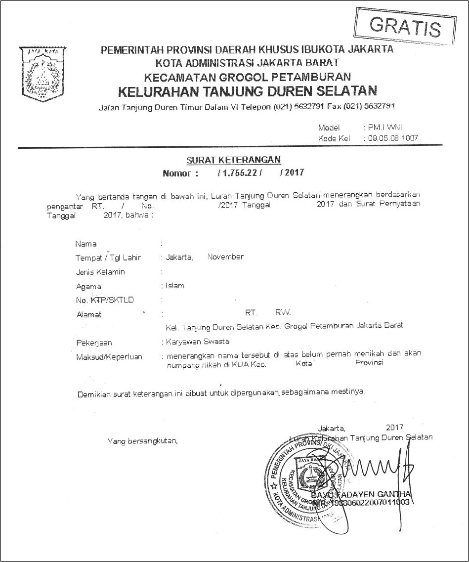 Contoh Surat Keterangan N 1 N 2 Dan N 4