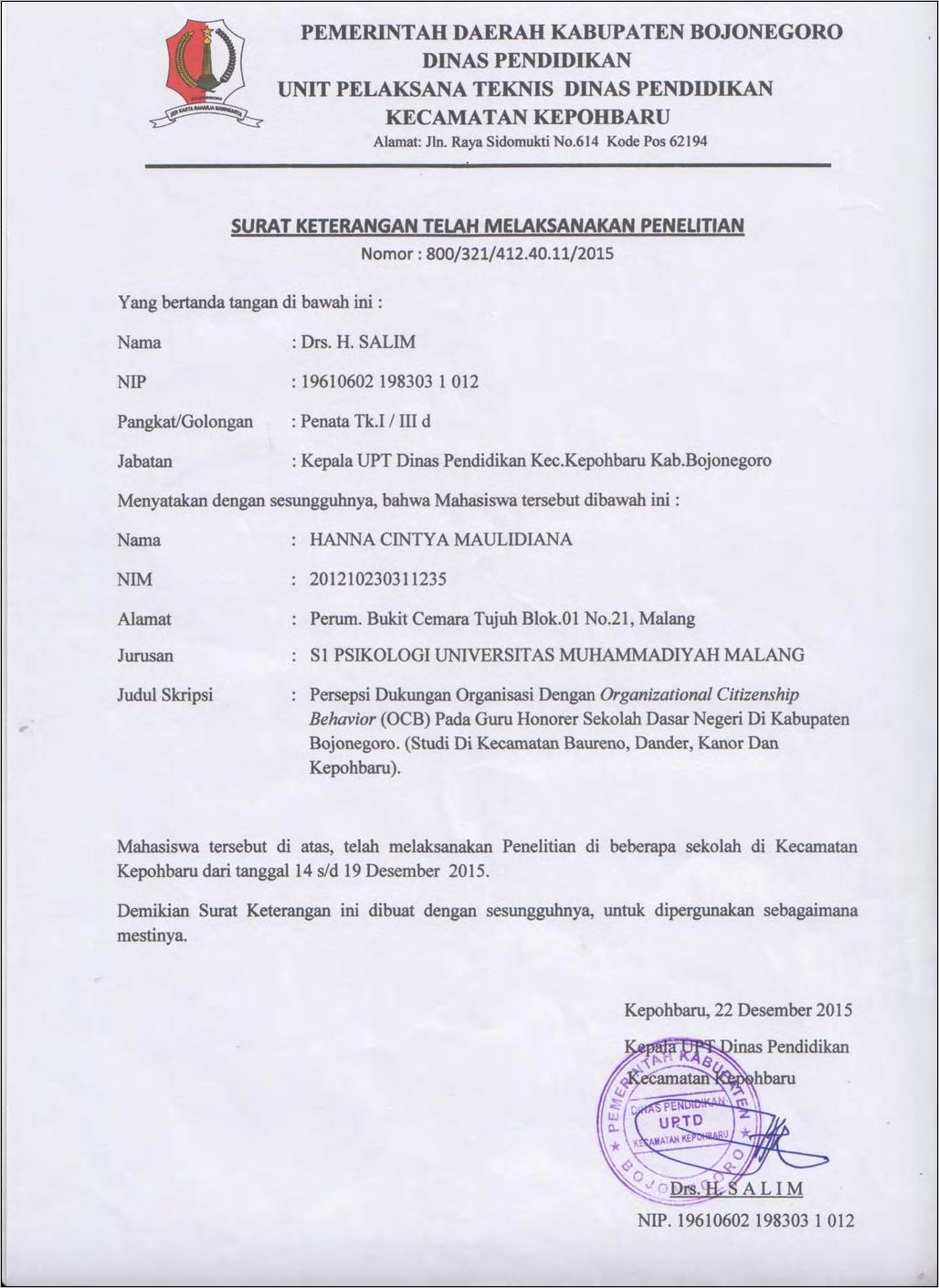 Contoh Surat Keterangan Ngontrak