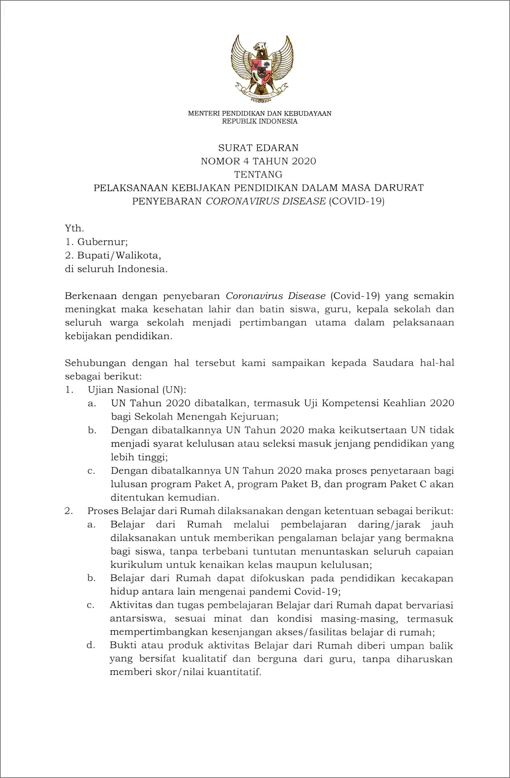 Contoh Surat Keterangan Pemberlakuan Visi Misi Sekolah