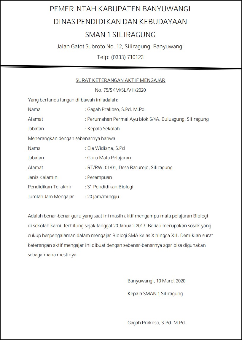 Contoh Surat Keterangan Pengajar Paud Di Sleman Yogyakarta