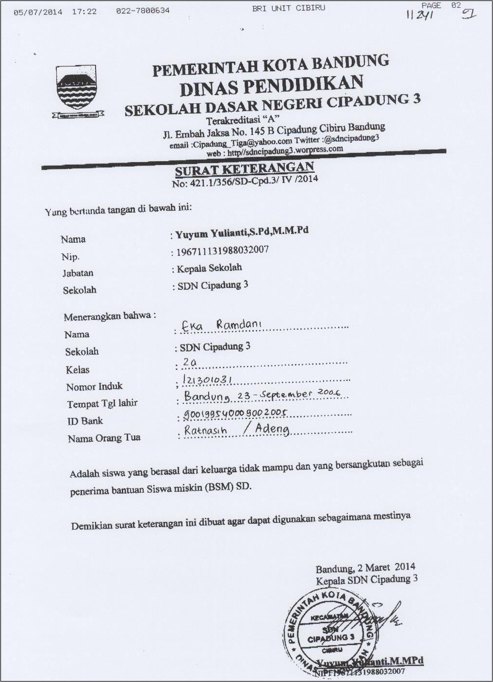 Contoh Surat Keterangan Pengajuan Buku Pip Di Bri Kabupaten Gresik