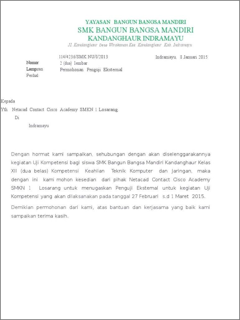 Contoh Surat Keterangan Penguji Kompeten