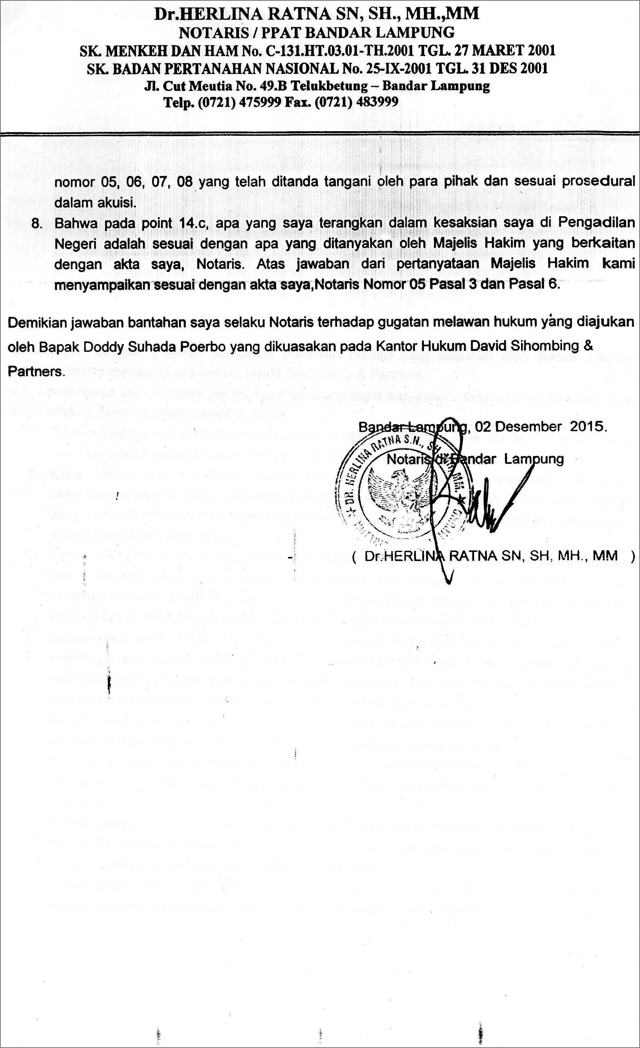 Contoh Surat Keterangan Perpanjangan Cavernote Notaris