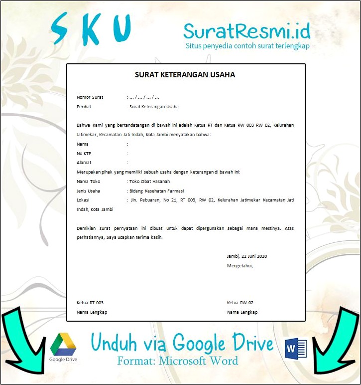 Contoh Surat Keterangan Pisah Dari Rt