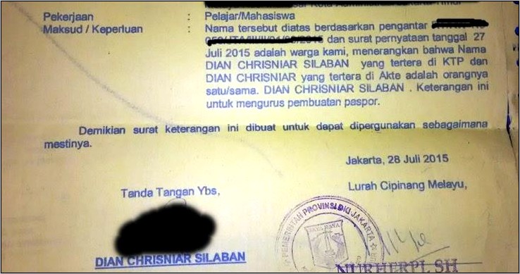 Contoh Surat Keterangan Pm1