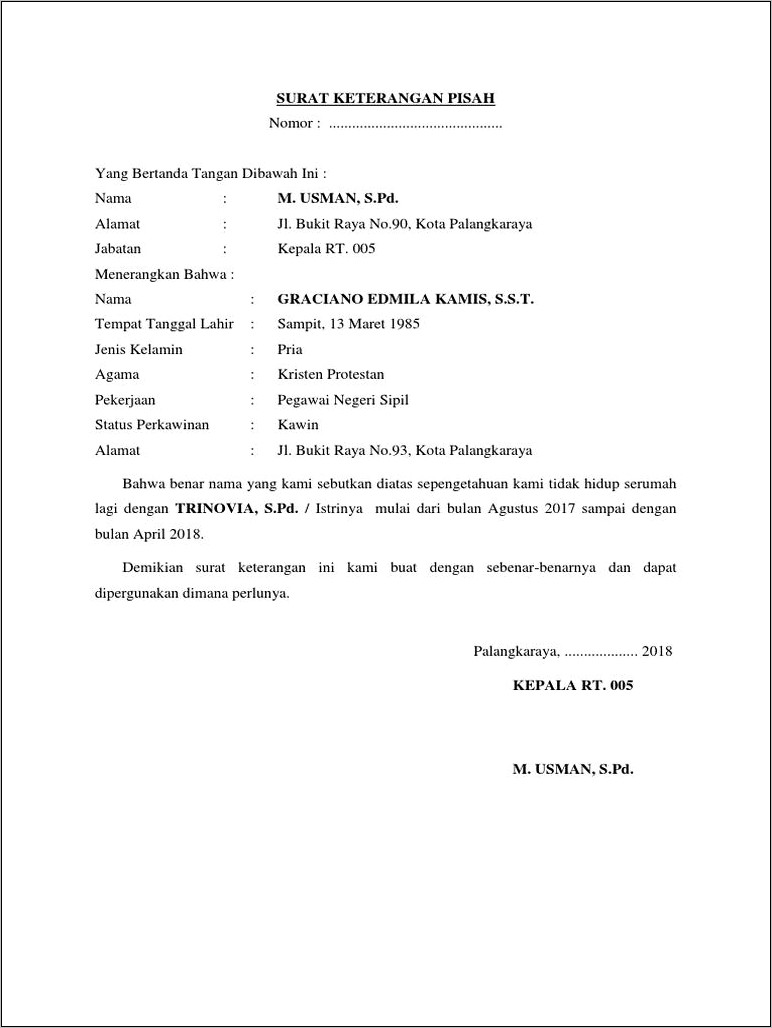 Contoh Surat Keterangan Rumah Kontrak Dari Rt Surat Keterangan