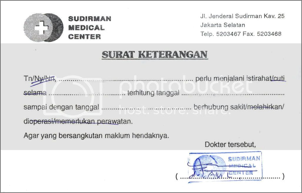 Contoh Surat Keterangan Sakit 0leh Pertawat