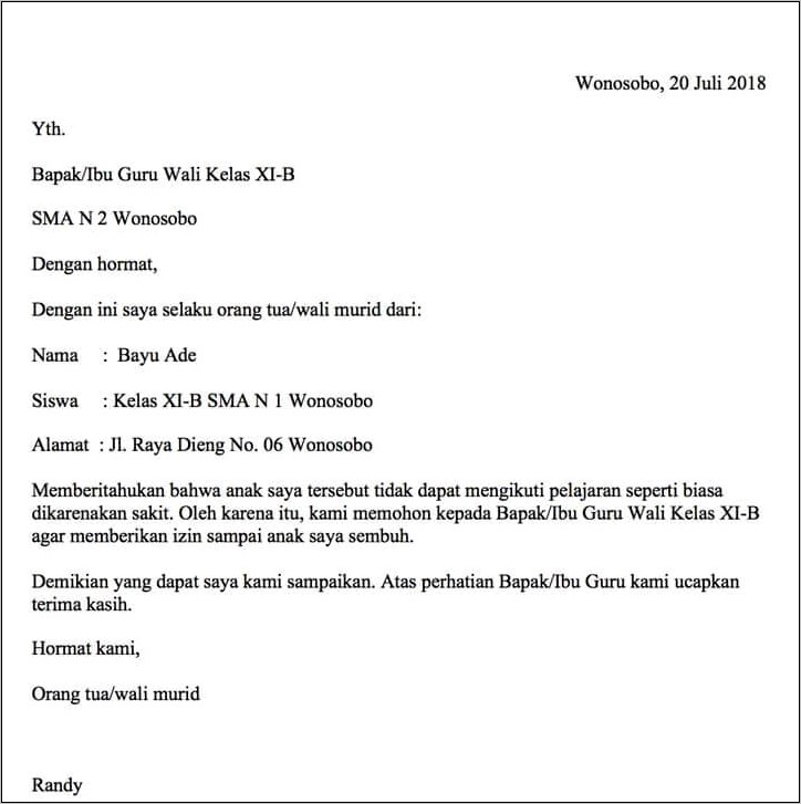 Contoh Surat Keterangan Sakit Dari Dokter Demam Berdarah