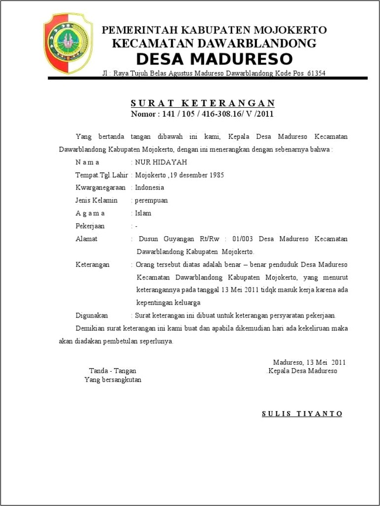 Contoh Surat Keterangan Sakit Dari Dokter Pemerintah