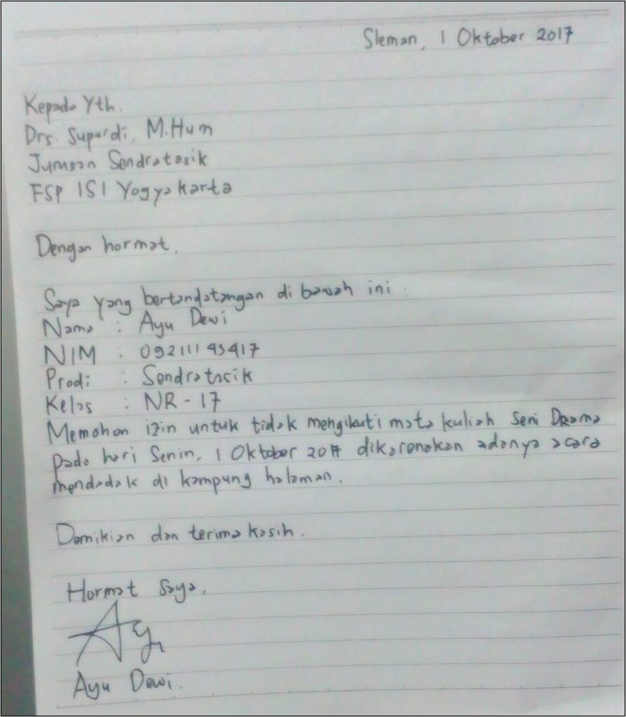 Contoh Surat Keterangan Sakit Perkuliahan