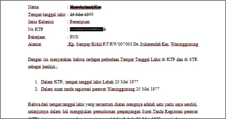 Contoh Surat Keterangan Salah Cetak