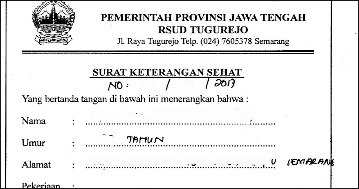 Contoh Surat Keterangan Sehar