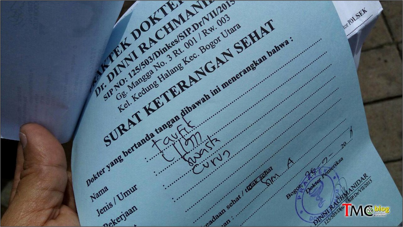 Contoh Surat Keterangan Sehat Perpanjang Sim