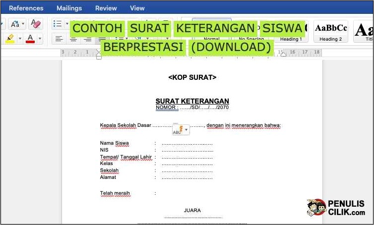 Contoh Surat Keterangan Siswa Ada Fotonya