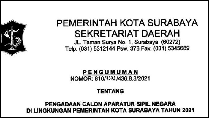 Contoh Surat Keterangan Terdaftar Yayasan Surabaya