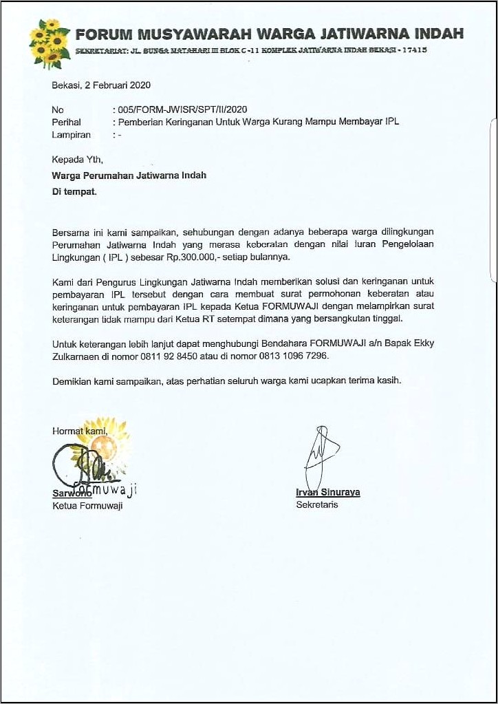 Contoh Surat Keterangan Tidak Mampu Dari Ketua Rt