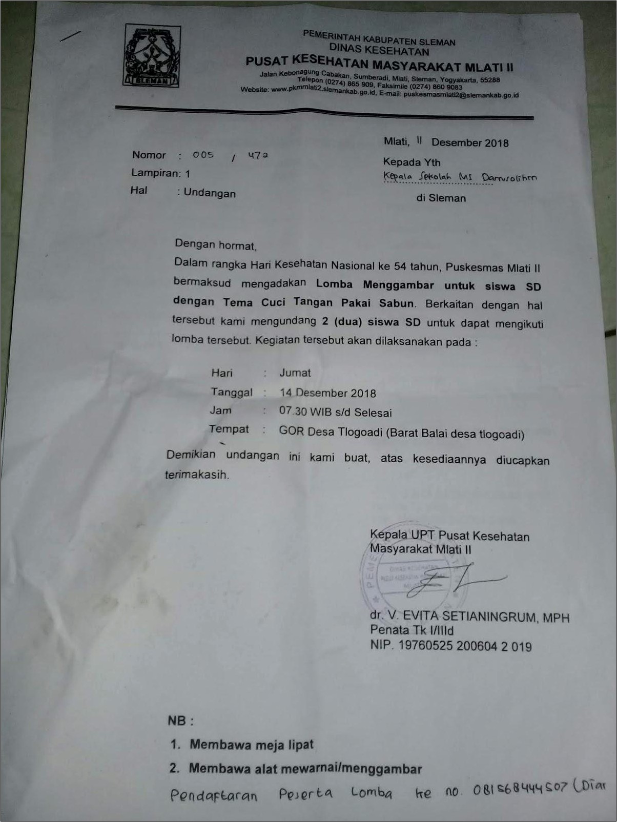 Contoh Surat Keterangan Tuk Lomba Kabupaten Dari