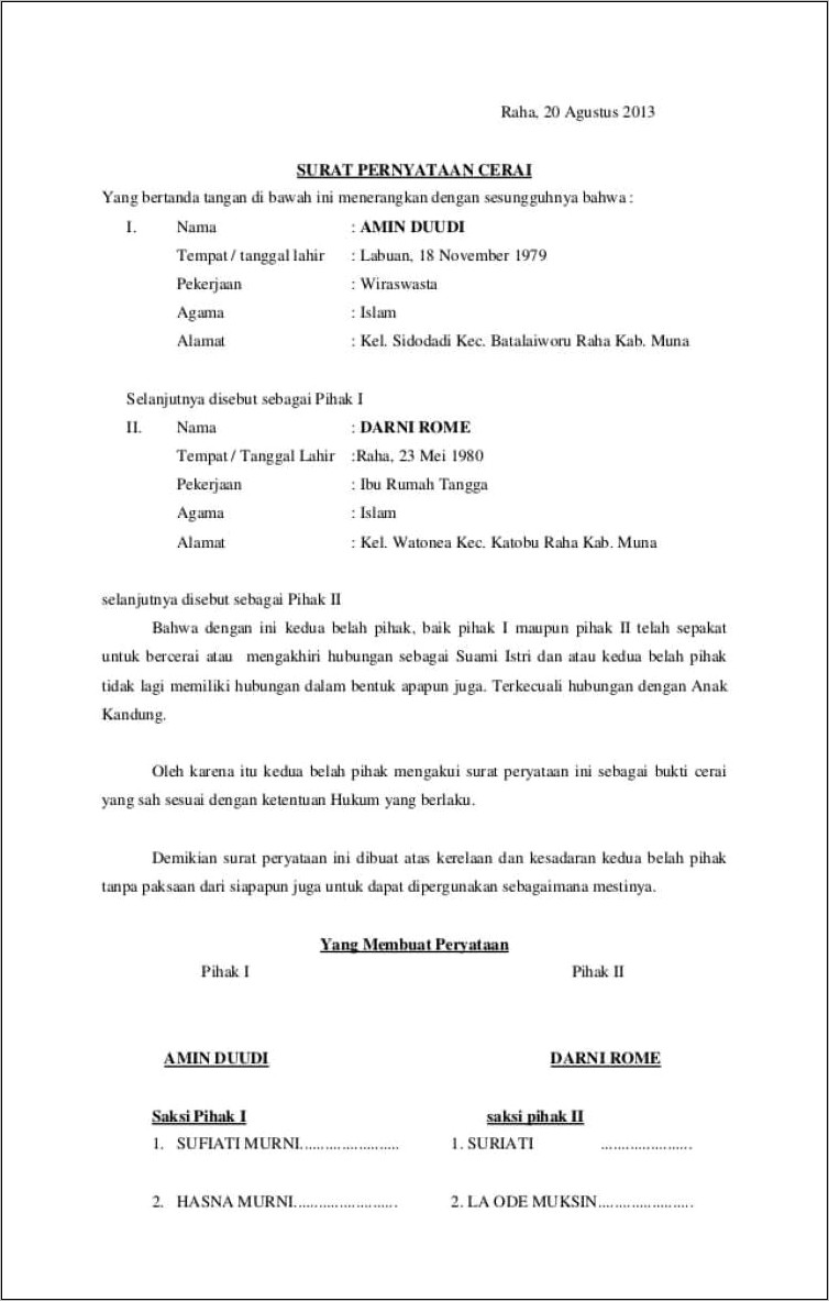 Contoh Surat Keterangan Umum