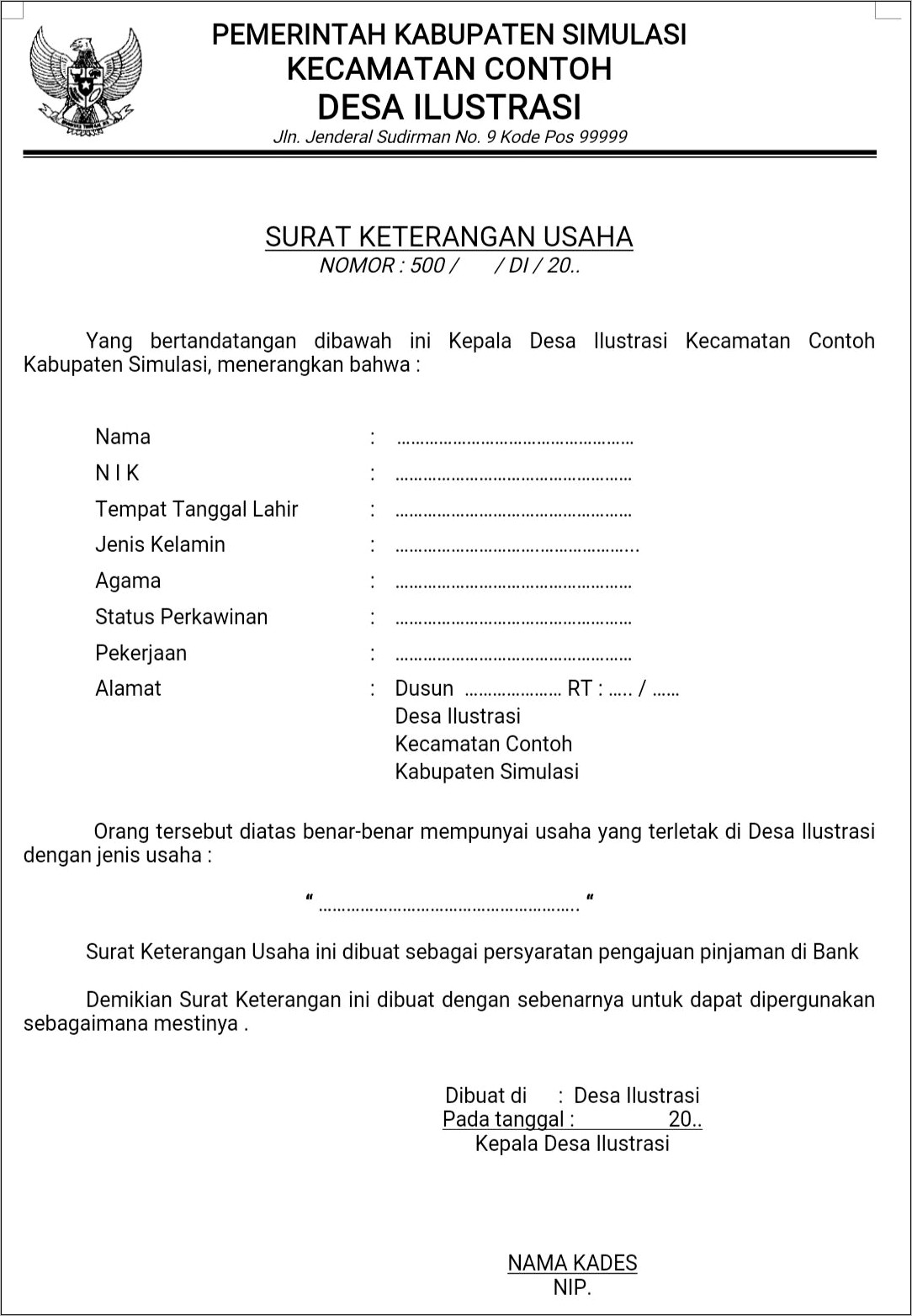 Contoh Surat Keterangan Usaha Dari Pasar