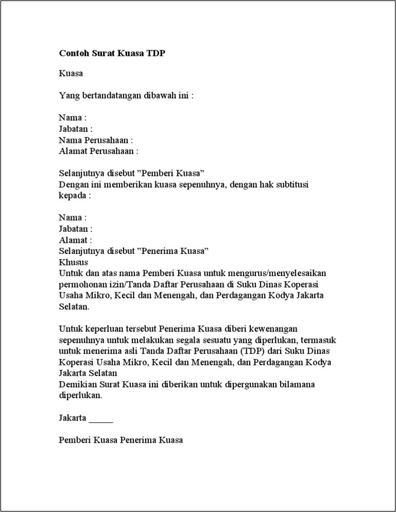 Contoh Surat Keterangan Usaha Jakarta Doc
