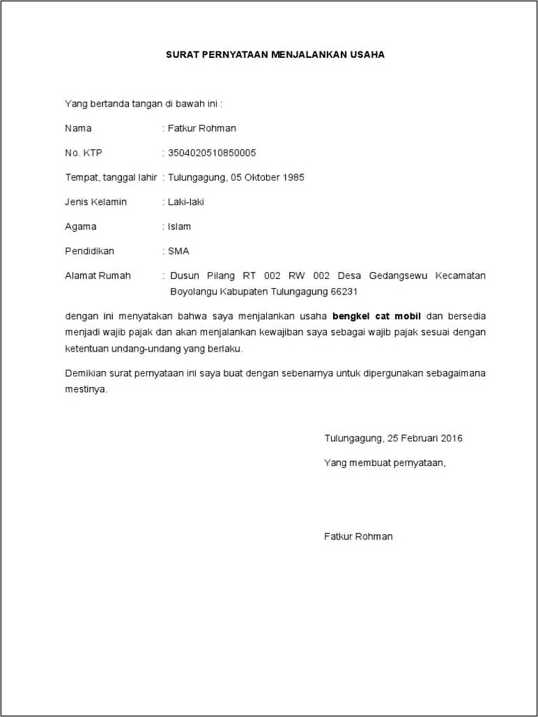 Contoh Surat Keterangan Usaha Pengajuan Kredit Bri Di Surabaya