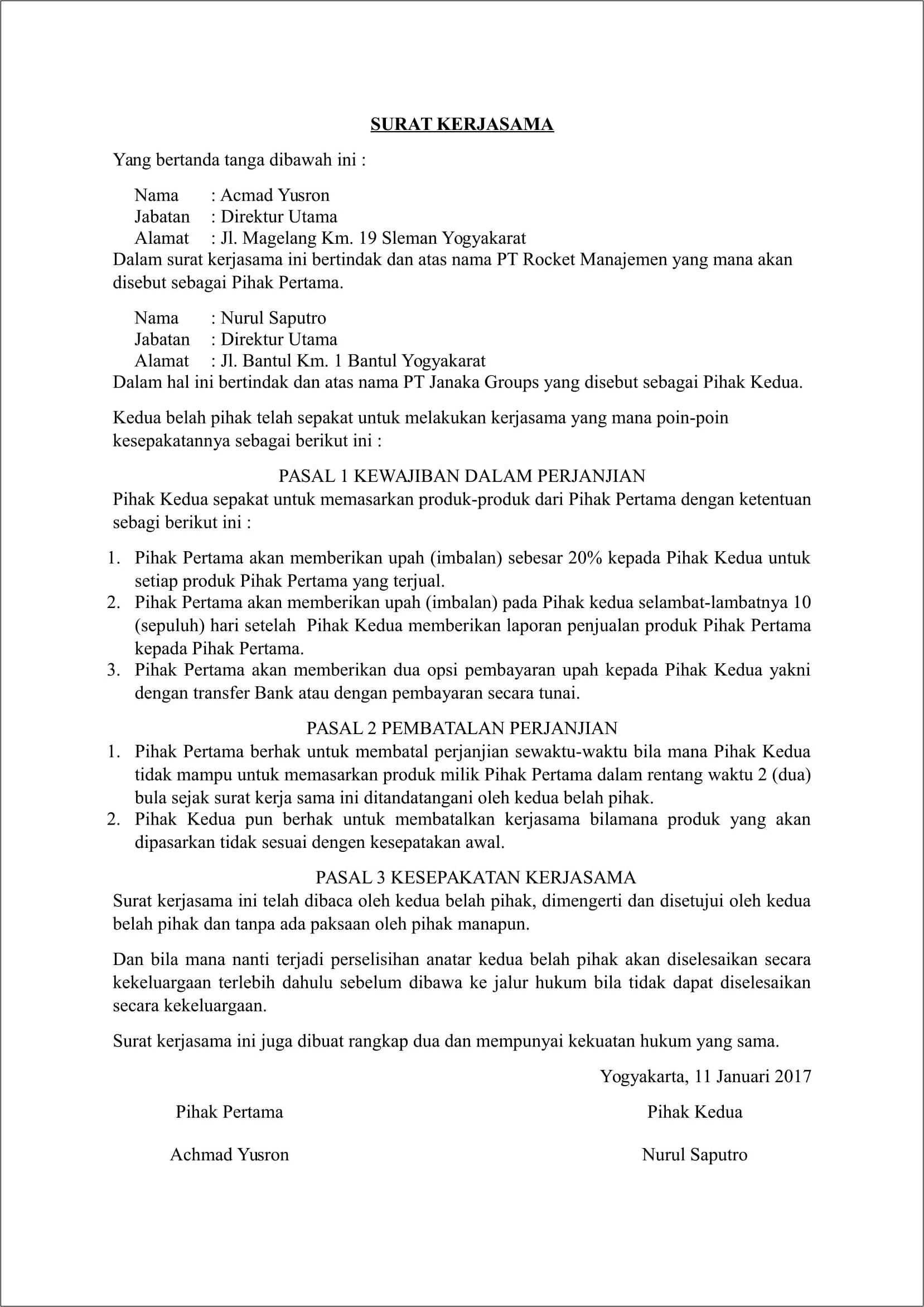 Contoh Surat Pemberitahuan Perjanjian Untuk Antar Desa