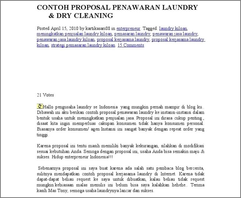 Contoh Surat Perjanjian Agen Laundry
