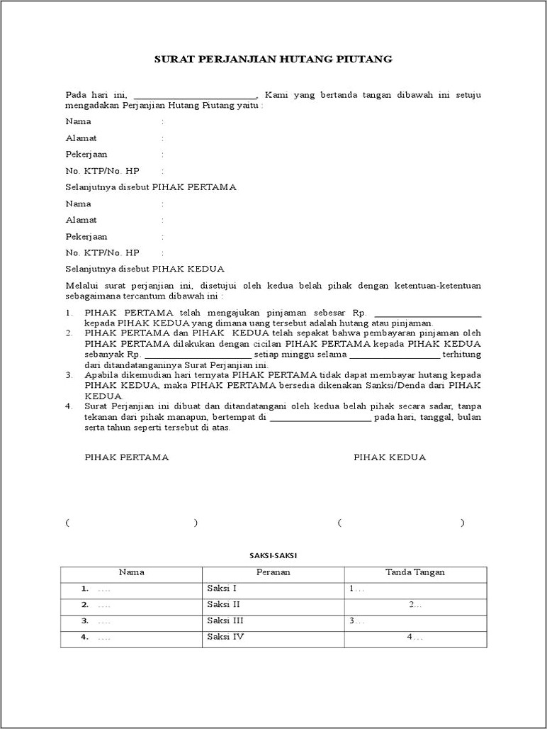 Contoh Surat Perjanjian Hutang Pdf Surat Perjanjian Desain Contoh Surat Eqn5rqwpgj