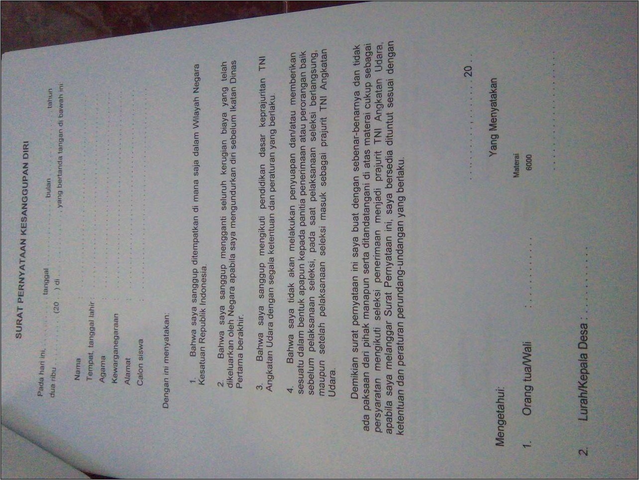 Contoh Surat Perjanjian Ikatan Dinas Pertama Anggota Polri