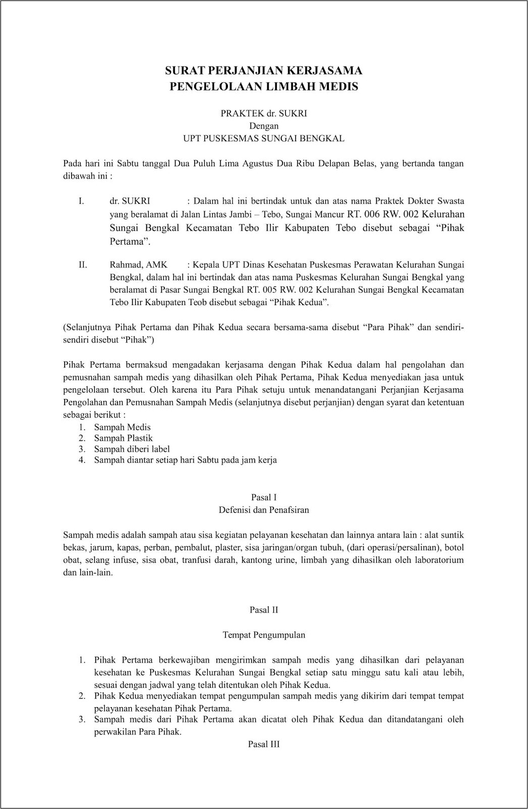 Contoh Surat Perjanjian Jasa Maklon