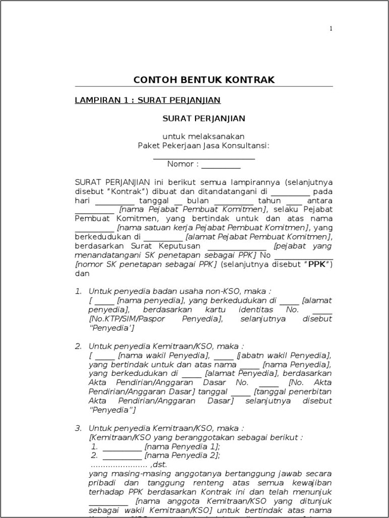 Contoh Surat Perjanjian Kerja Konsultan