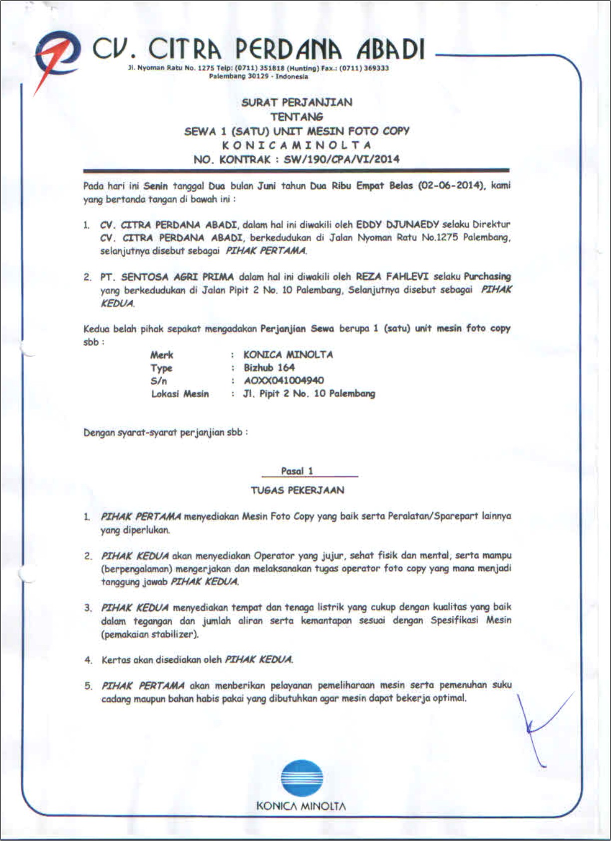 Contoh Surat Perjanjian Kerjasama Jasa Jahitan Docx