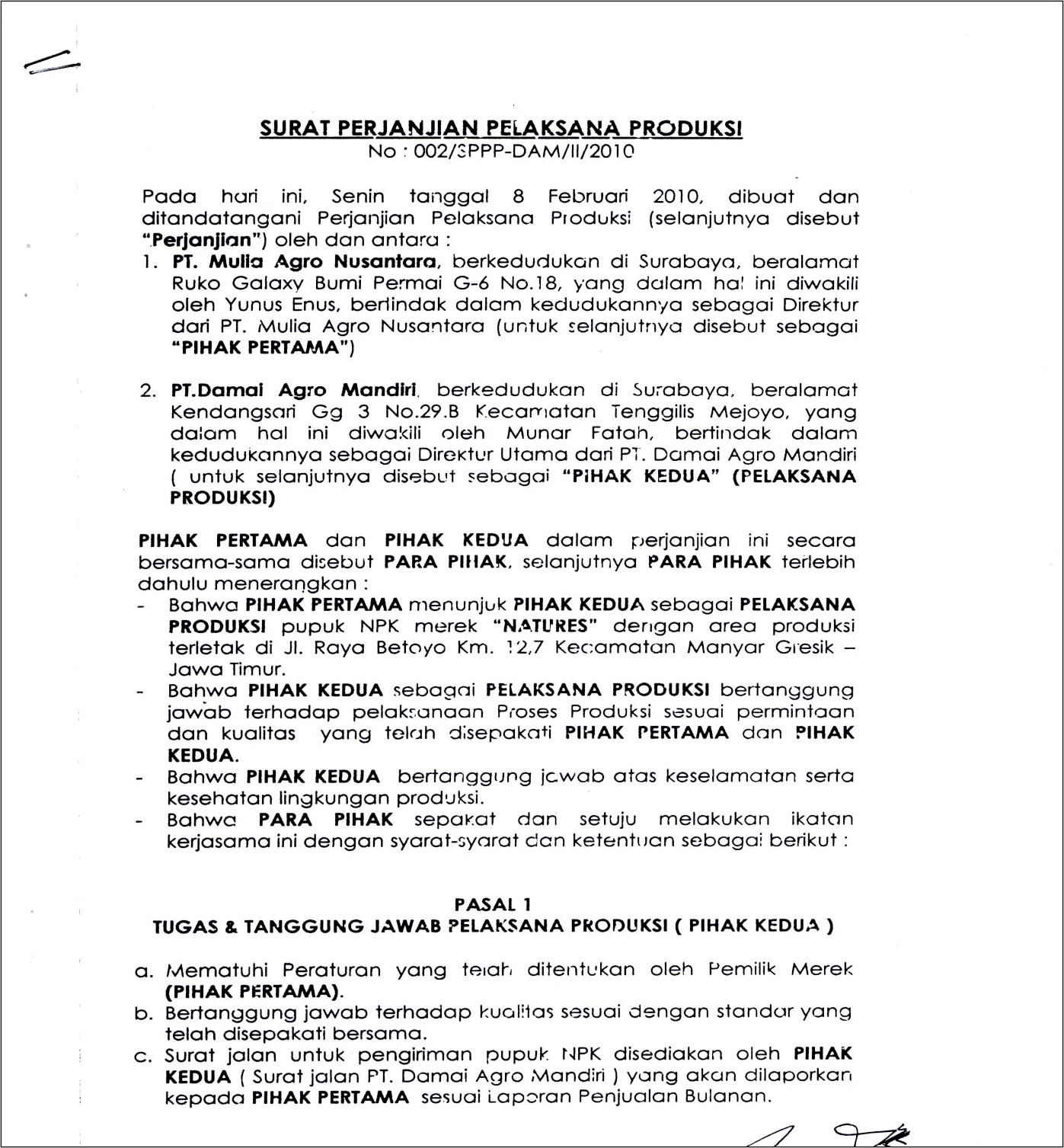 Contoh Surat Perjanjian Kerjasama Suplier