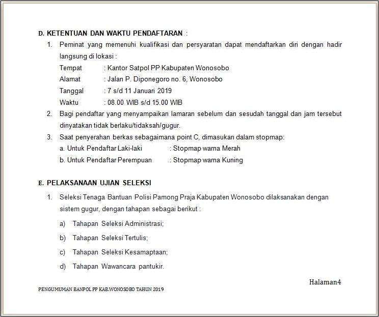 Contoh Surat Perjanjian Kontrak Satpol