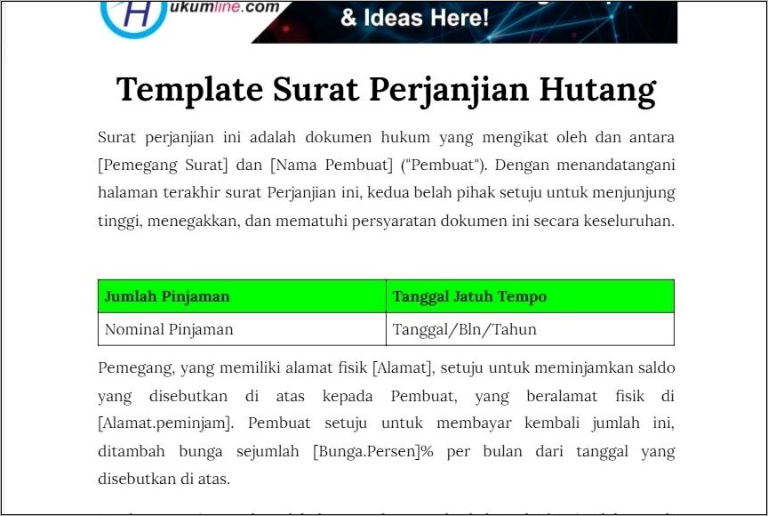 Contoh Surat Perjanjian Kredit Dan Analisanya