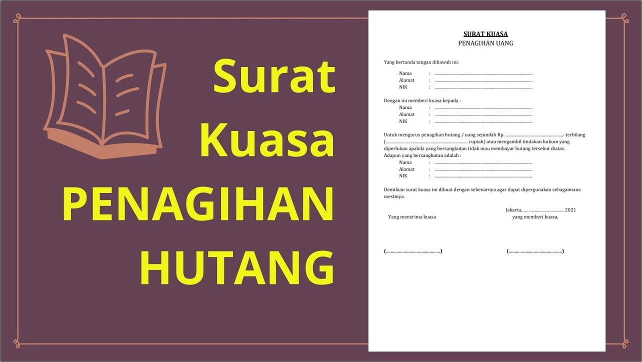 Contoh Surat Perjanjian Menagih Hutang