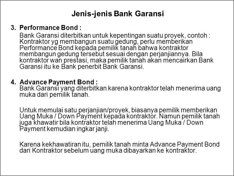 Contoh Surat Perjanjian Penerbitan Bank Garansi