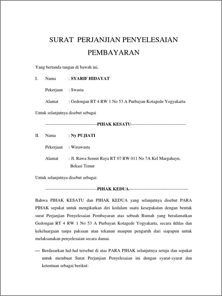 Contoh Surat Perjanjian Pengembalian Hutang Dengan Kop Surat