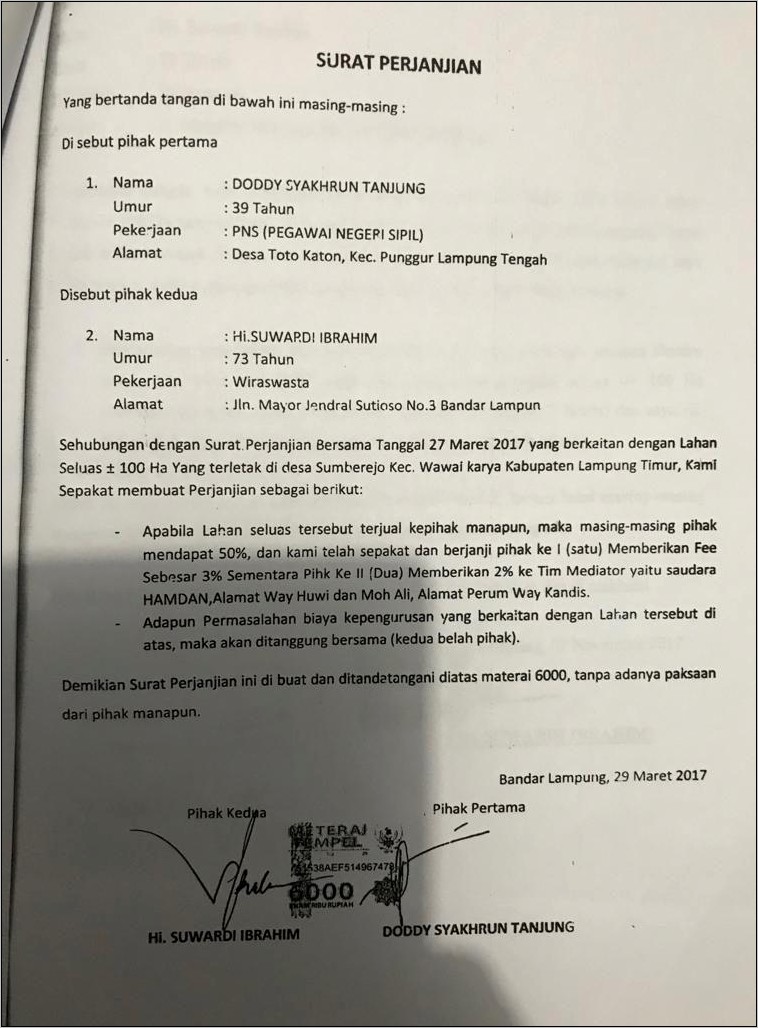 Contoh Surat Perjanjian Sewa Komputer Dan Printer Doc