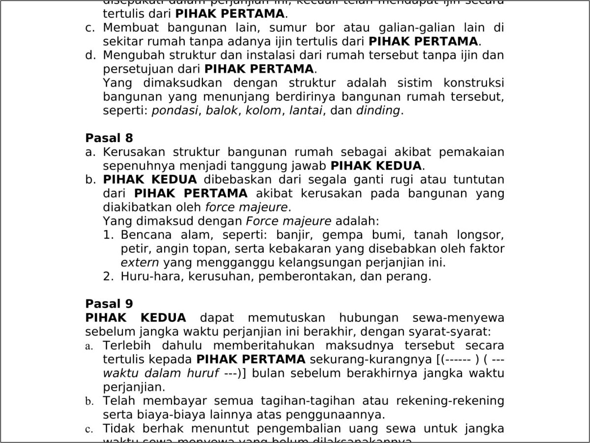 Contoh Surat Perjanjian Sewa Menyewa Beserta Klausa Addendum Doc Surat Permohonan Desain